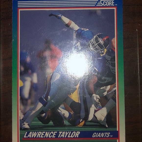 Lawrence Taylor nfl New York giants score 1989 and 1990 pair set in wood frame - Picture 3 of 4